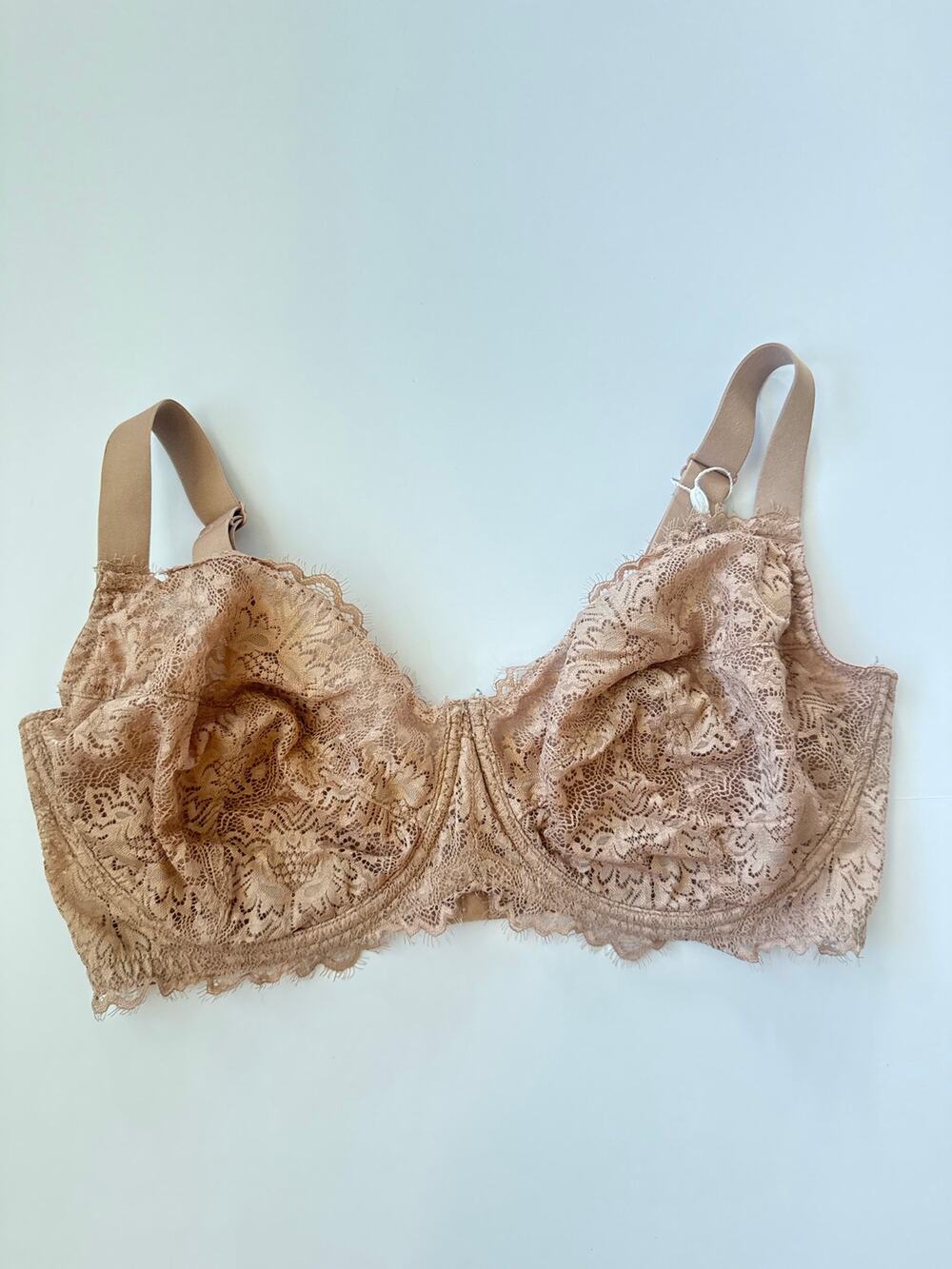 HSIA Beige Floral Lace Full Coverage Underwire Bra Size 38DD